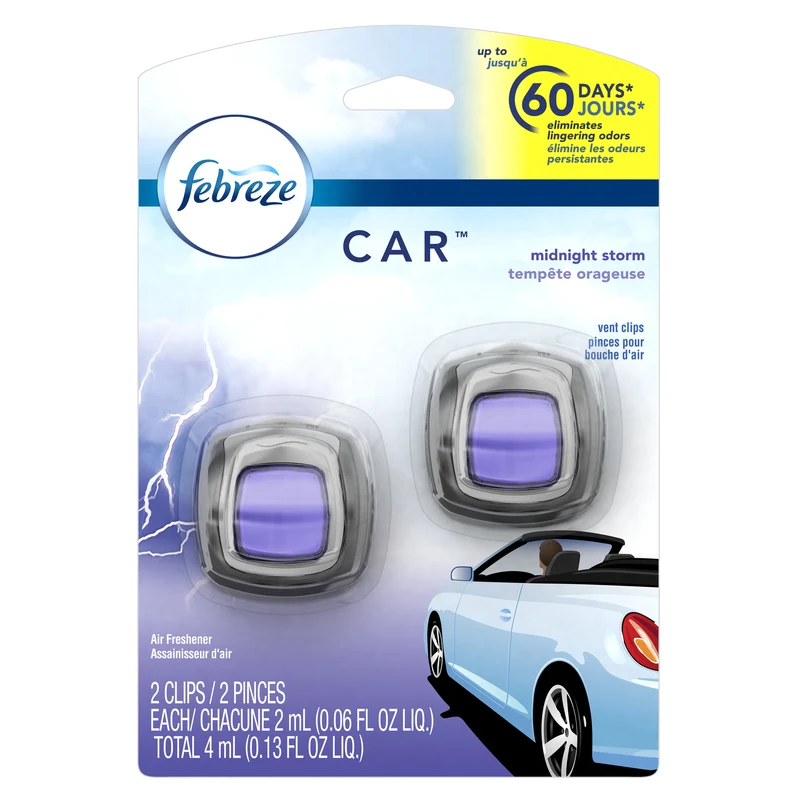 Clip para ventilación de coche con aroma tormenta de medianoche Febreze Car, 0,13 oz (paquete de 8) PROCTER & GAMBLE