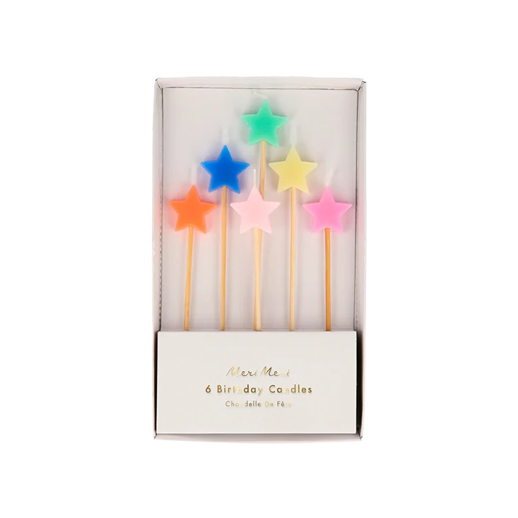 6 Bougies Anniversaire étoiles - multicolore con Lente de Policarbonato