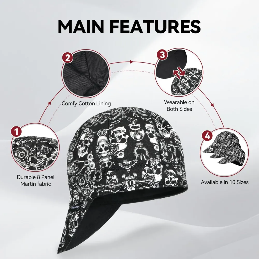 ARCCAPTAIN Reversible Welding Cap 10 oz Fireproof Algodón puro Comforts Skeleton