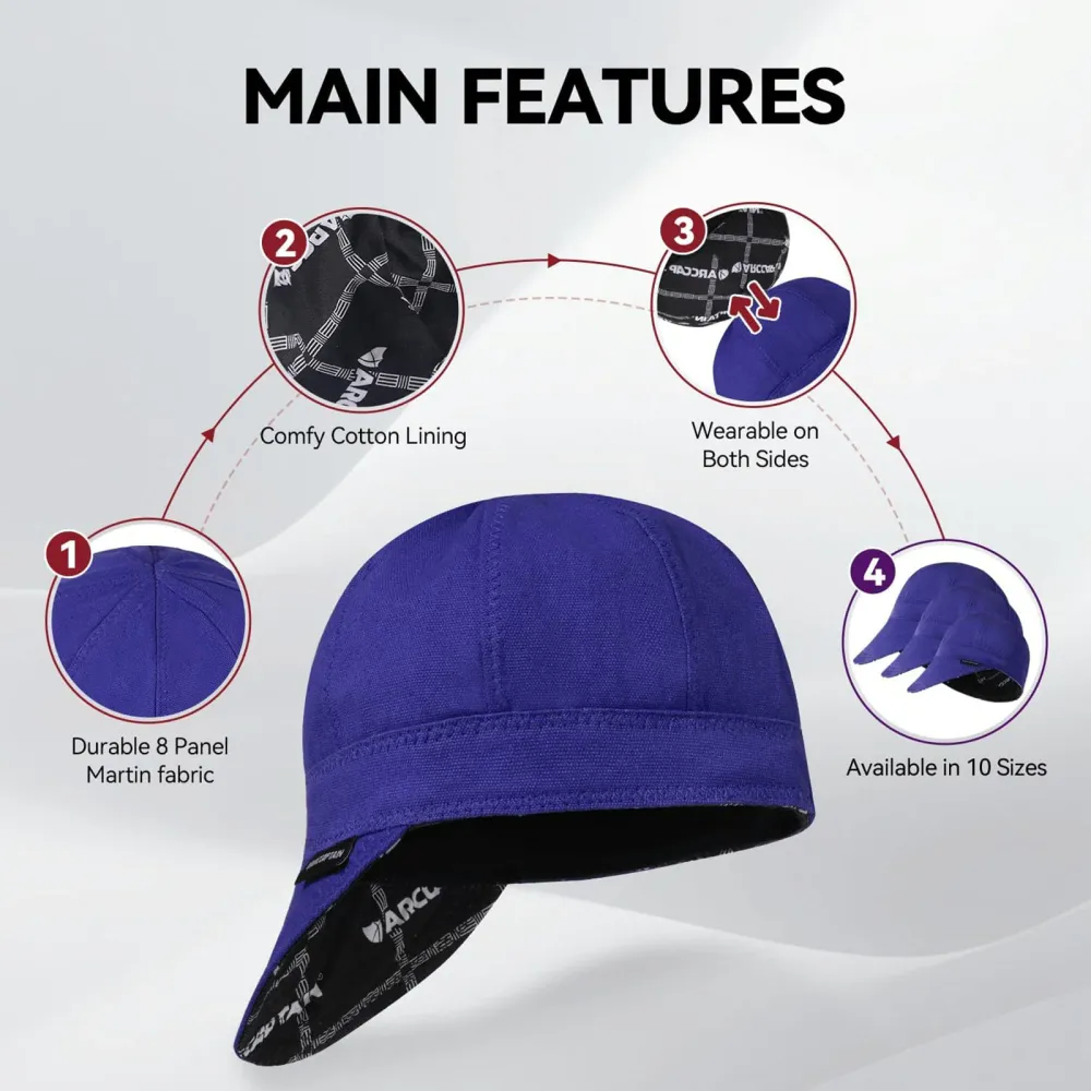ARCCAPTAIN Reversible Welding Cap 10 oz Fireproof En algodón Comforts Royal Blue