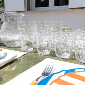 Serviço completo de acrílico transparente com design em relevo