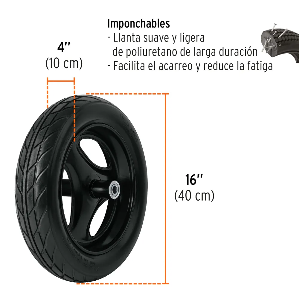 CARRETILLA 5 FT, LLANTA IMPONCHABLE