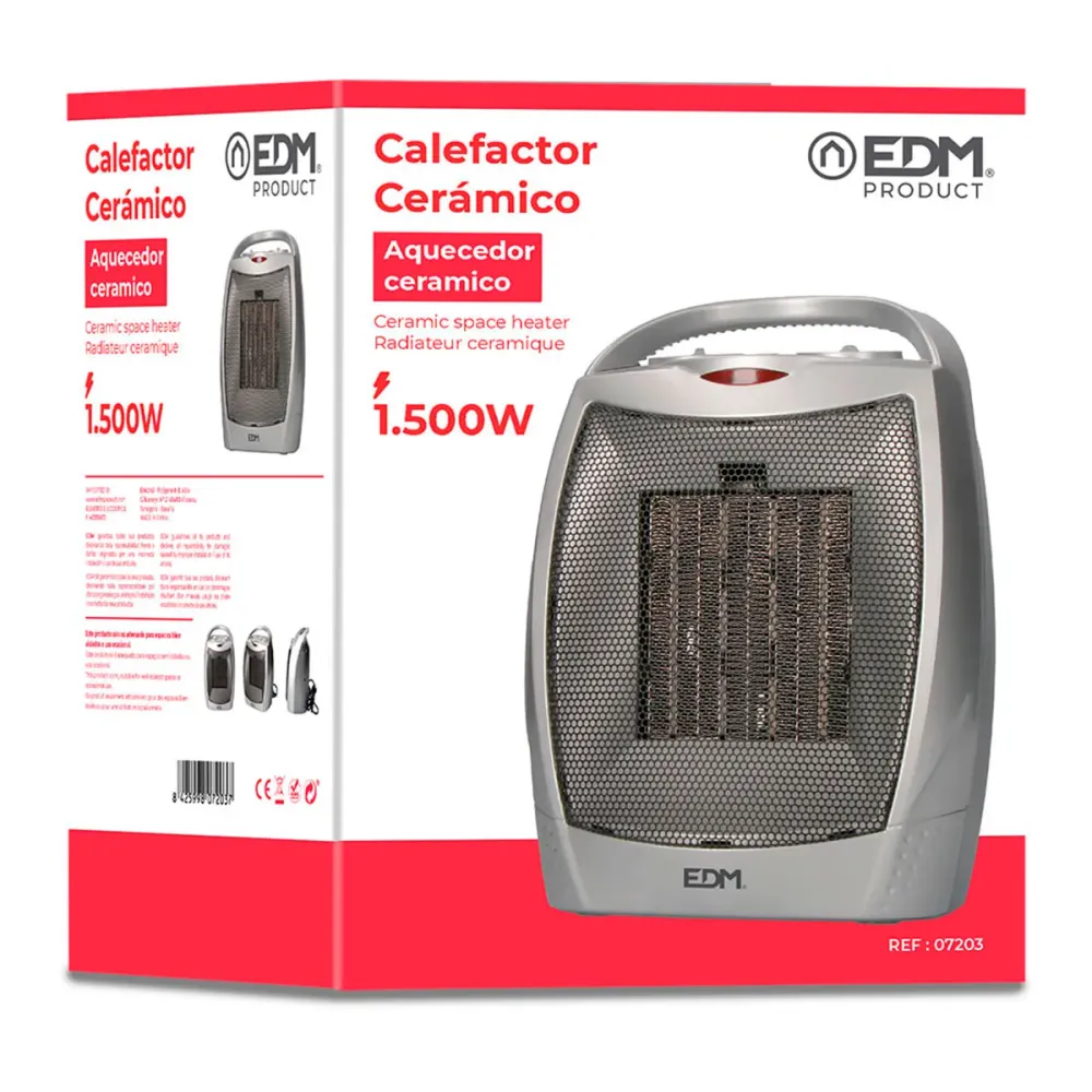 Calefactor cerámico EDM 1500W 2 niveles + función aire gélido gris