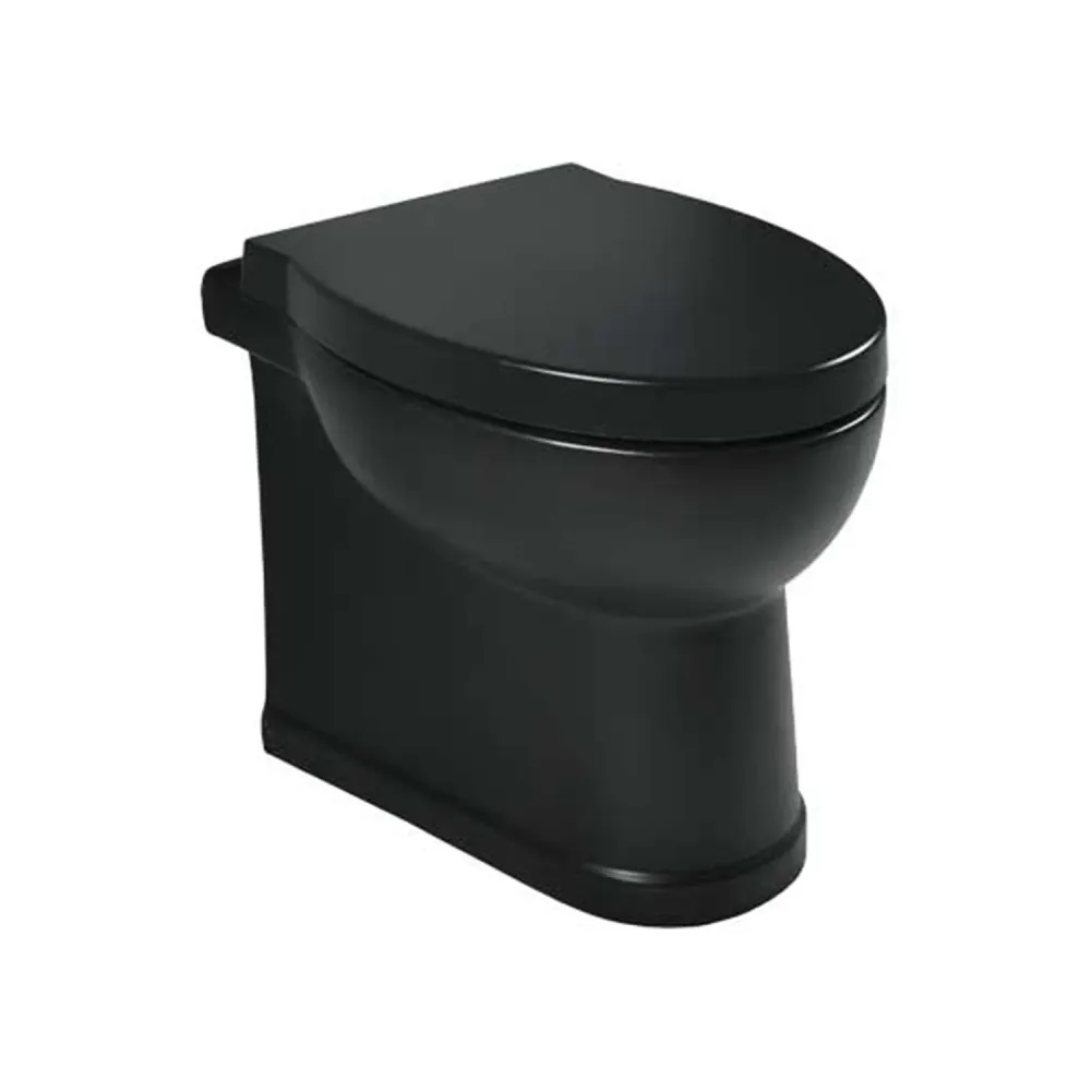 Vaso filomuro con descarga universal y asiento delicado close serie Isola cm 48x38 - Negro Opaco