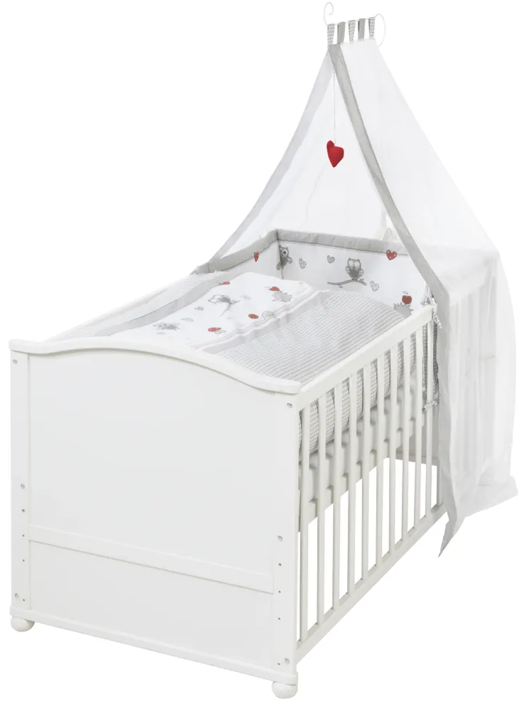 Alta Intensidad LED Set lit complet 'Adam et Eule', 70 x 140 cm, versátil, incl. draps, baldaquin, nid et matelas