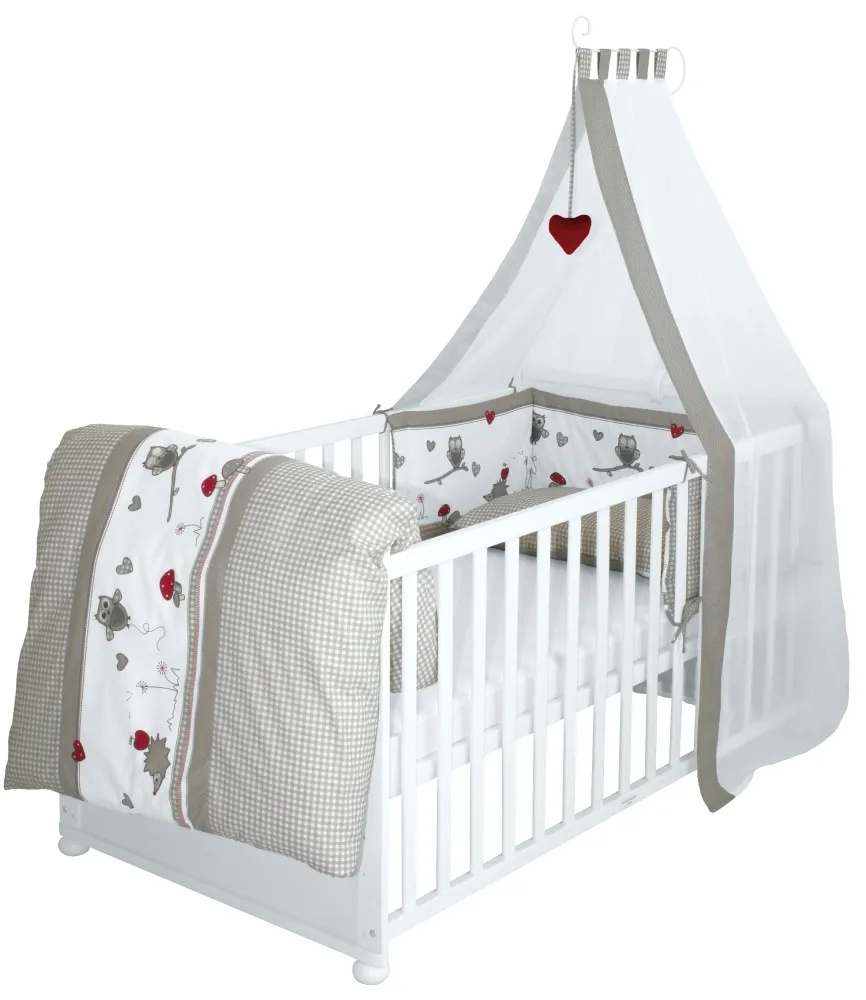 Alta Intensidad LED Set lit complet 'Adam et Eule', 70 x 140 cm, versátil, incl. draps, baldaquin, nid et matelas