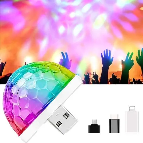 Mini boule disco LED -USB - Inclus tous les adaptateurs