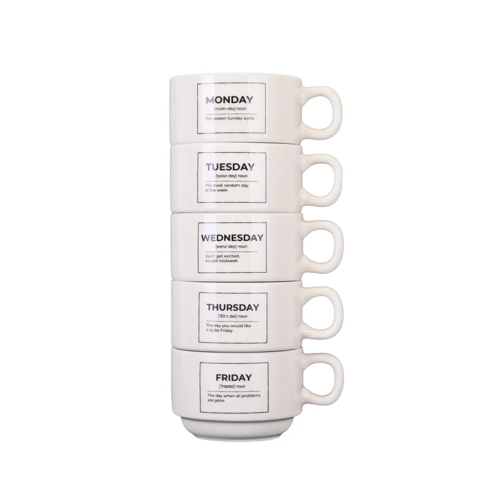 Completo Kit Premium Tazas "Days week" (Set de 5)