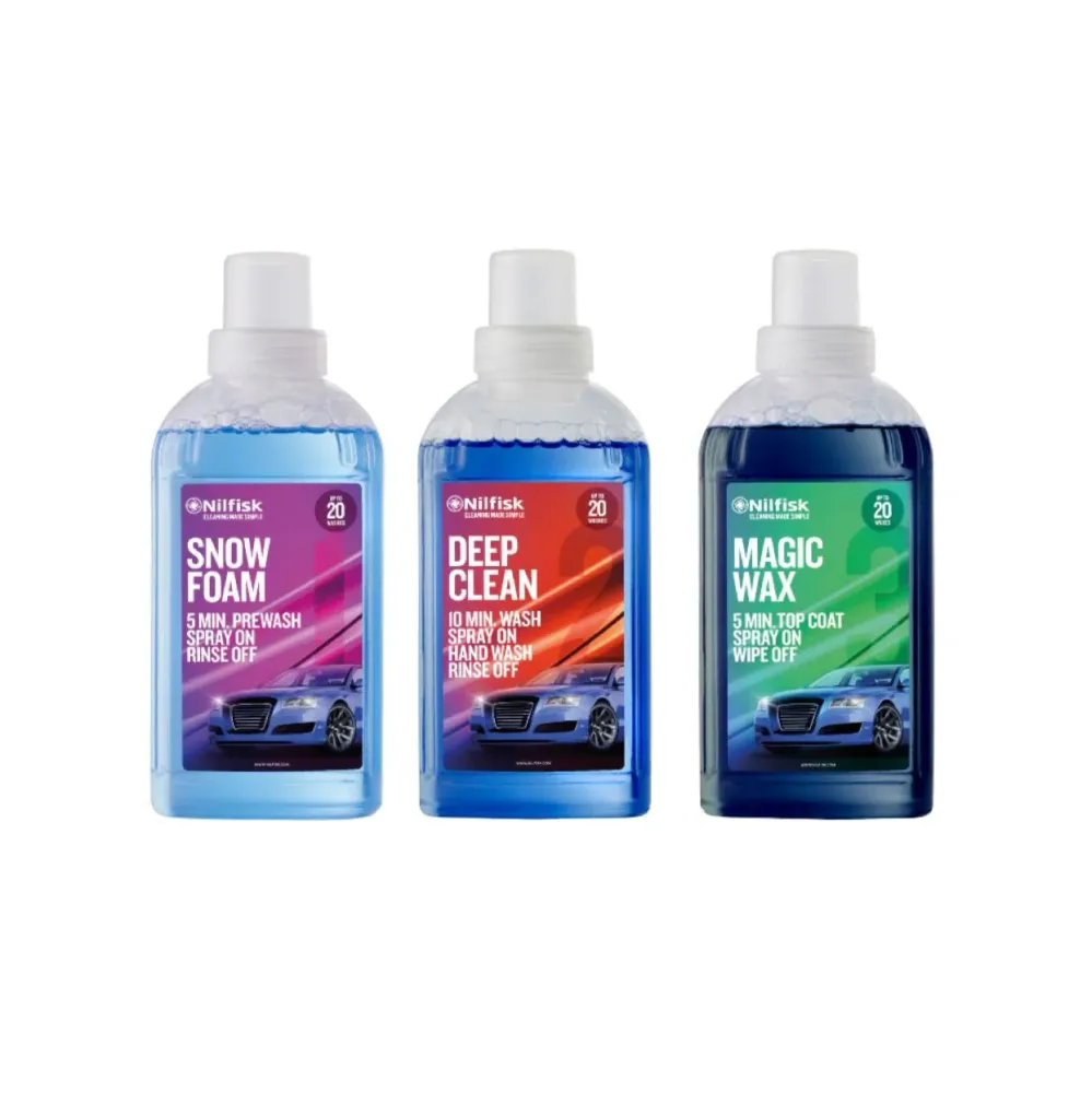 Kit de détergent pour lavage de voiture pour nettoyeur haute pression - 3 pièces | Para Alfombras | Para Tapicerí |