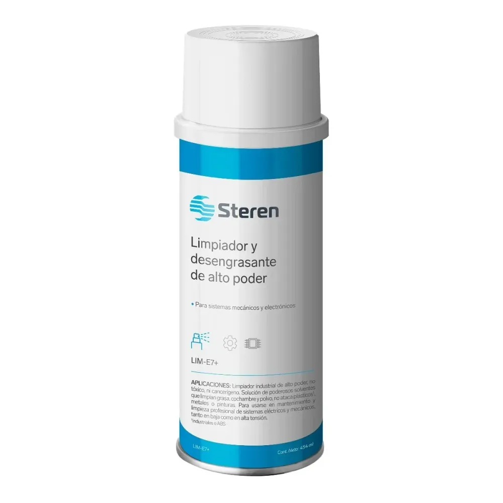 Limpiador y desengrasante de largo poder para sistemas mecánicos y electrónicos Steren 454ml