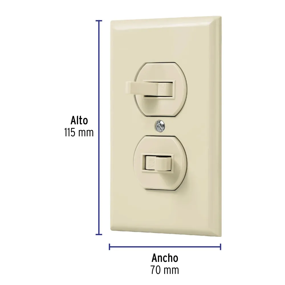 PLACA ARMADA 2 INTERRUPTORES DIRECTO LINEA STANDARD MARFIL VOLTECK PA-APDO-S