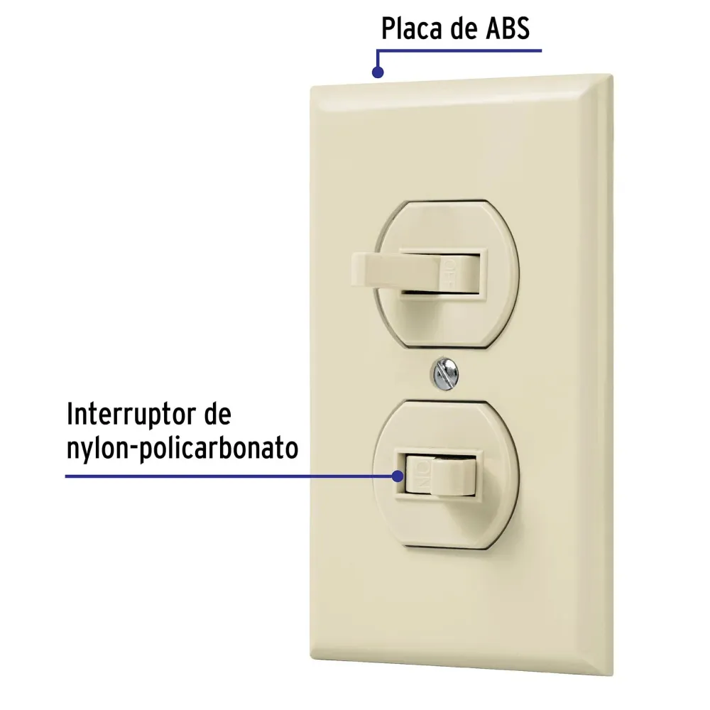 PLACA ARMADA 2 INTERRUPTORES DIRECTO LINEA STANDARD MARFIL VOLTECK PA-APDO-S