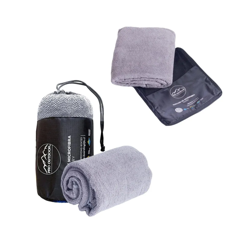 Pack Toalla y Toalla XL Microfibra Terry Gris