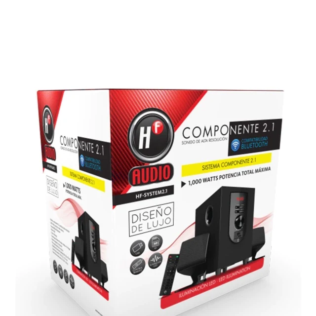 HF-SYSTEM2.1 Mini Componente Con Display LED 1,000 watts Bluetooth HF Audio