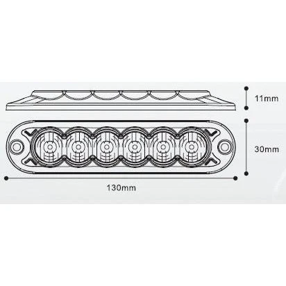 LED Slimline Hazard Light, Interference: Class 3, Function: Single Flash, Double Flash, 12-24V | Sparex Part No.S.152731