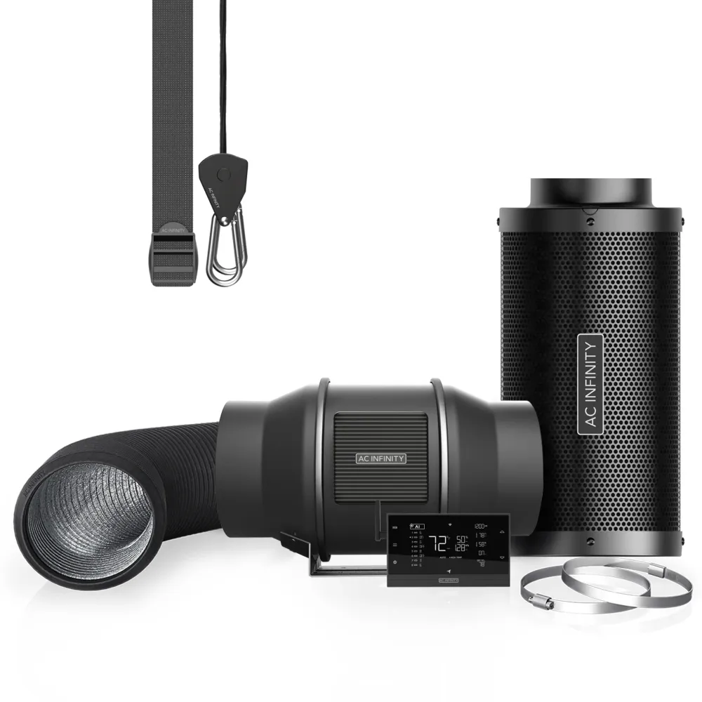 CloudLine Pro 6" | AC Infinity - Kit Global De Ventilación, Controlador IA , Extractor, Ducto, Ganchos Y Filtro De Carbon