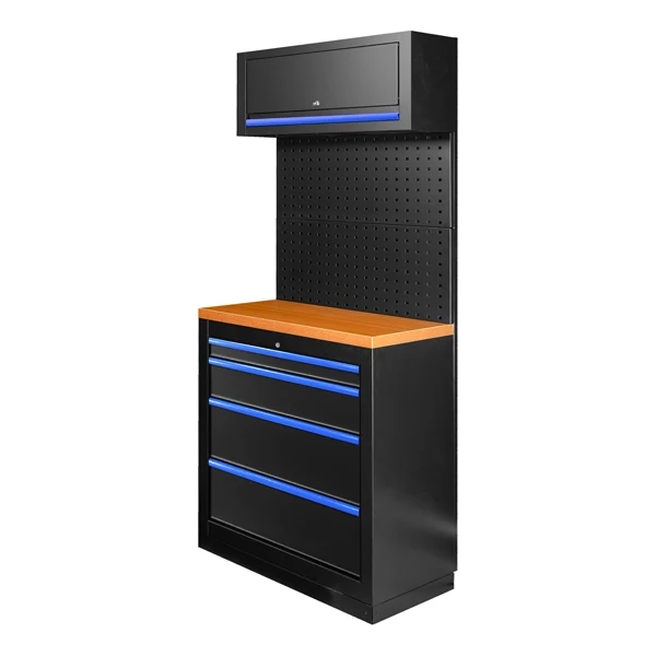 Carro modular ensamblable para taller, 6 módulos, 4 cajones, azul