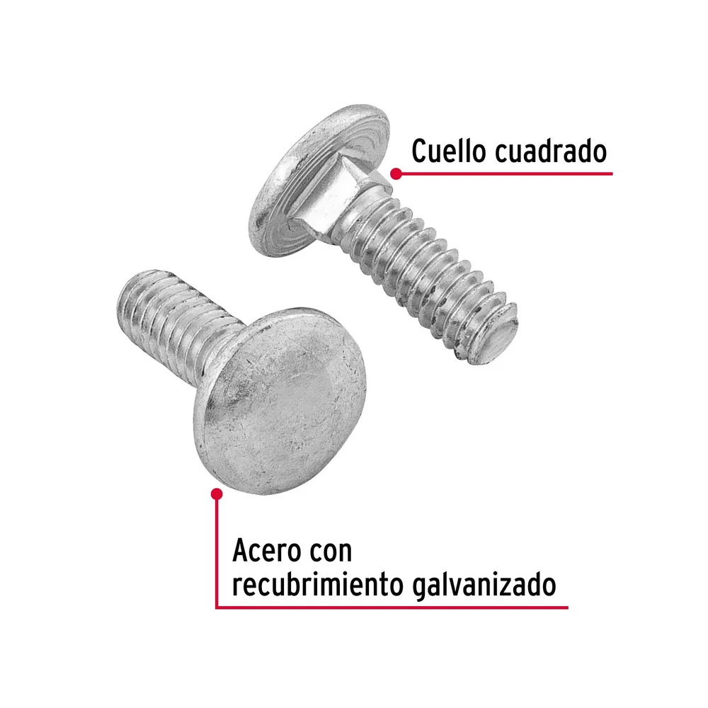 Alta Resistencia TORNILLO COCHE GALVANIZADO, 1/4 X 3/4" POR CAJA C/100 PZAS
