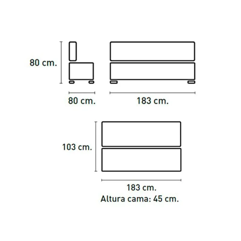 Soporte para Tablet Sofá-cama Monroe clic-clac 80x183x80 cm